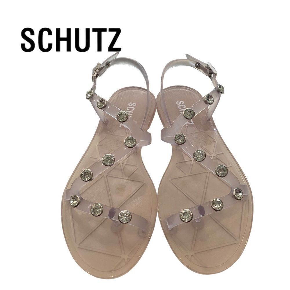 New in Box w/ Dustbag Schutz Bria Crystal Embellished Transparent Sandals 6